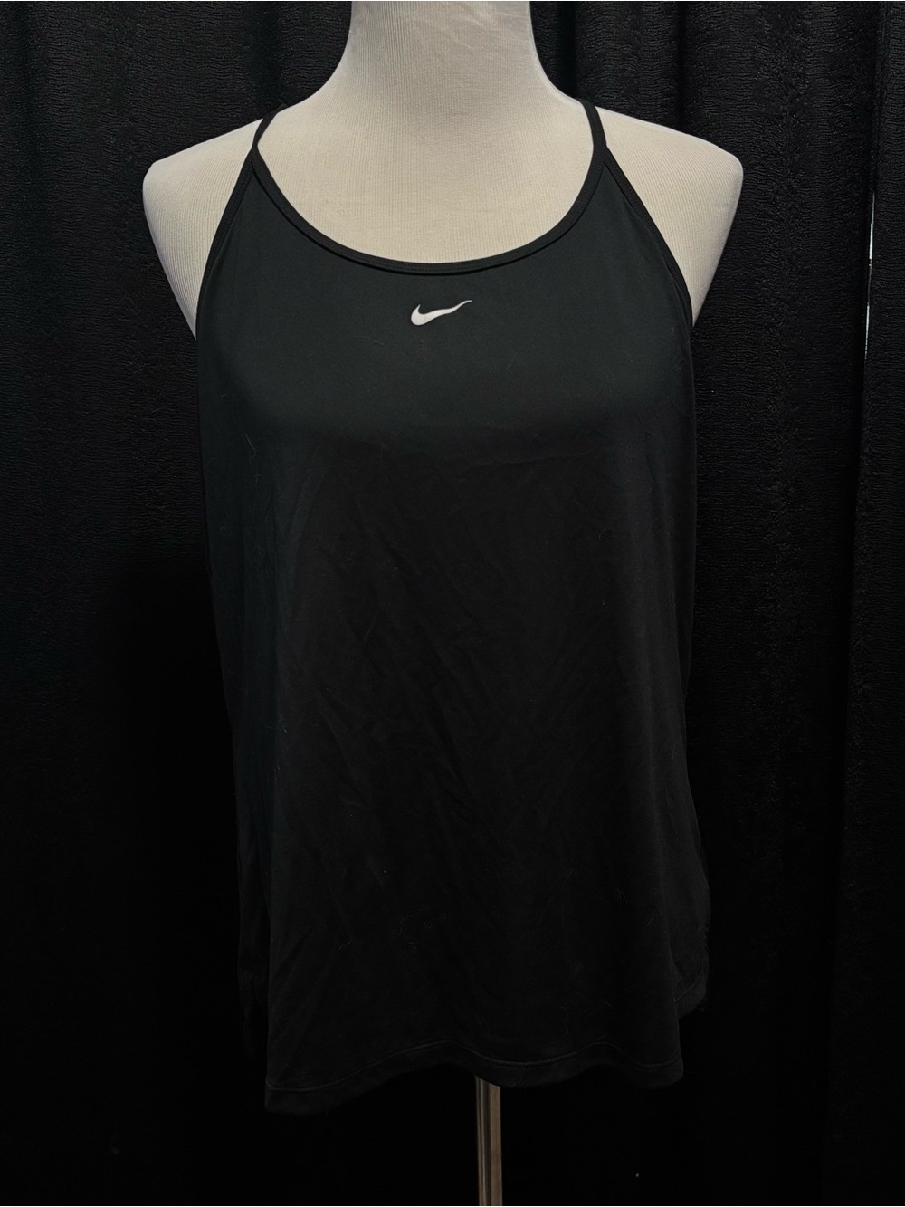 Nike Women's Black Slim Racerback Tank with White Swoosh